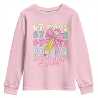 67 Days of School Coquette Bow Youth Sweatshirt Funny Six Seven Meme 67th Day Teacher Student - Wonder Print Shop