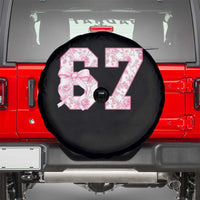 Six Seven Coquette Girl Spare Tire Cover Funny 67 Meme Gen Alpha Slang Pink Floral Bow Aesthetic - Wonder Print Shop