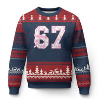 Six Seven Coquette Girl Ugly Christmas Sweater Funny 67 Meme Gen Alpha Slang Pink Floral Bow Aesthetic - Wonder Print Shop