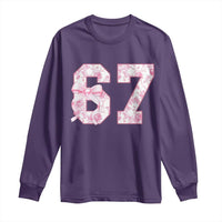 Six Seven Coquette Girl Long Sleeve Shirt Funny 67 Meme Gen Alpha Slang Pink Floral Bow Aesthetic - Wonder Print Shop