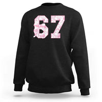 Six Seven Coquette Girl Sweatshirt Funny 67 Meme Gen Alpha Slang Pink Floral Bow Aesthetic - Wonder Print Shop