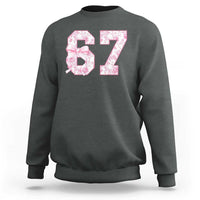 Six Seven Coquette Girl Sweatshirt Funny 67 Meme Gen Alpha Slang Pink Floral Bow Aesthetic - Wonder Print Shop
