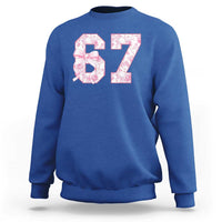 Six Seven Coquette Girl Sweatshirt Funny 67 Meme Gen Alpha Slang Pink Floral Bow Aesthetic - Wonder Print Shop