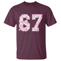 Six Seven Coquette Girl T Shirt Funny 67 Meme Gen Alpha Slang Pink Floral Bow Aesthetic - Wonder Print Shop