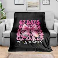67 Days Of School Girls Coquette Bow Throw Blanket Funny Six Seven Meme 67th Day - Wonder Print Shop