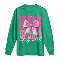 67 Days Of School Girls Coquette Bow Long Sleeve Shirt Funny Six Seven Meme 67th Day - Wonder Print Shop