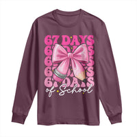67 Days Of School Girls Coquette Bow Long Sleeve Shirt Funny Six Seven Meme 67th Day - Wonder Print Shop
