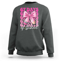 67 Days Of School Girls Coquette Bow Sweatshirt Funny Six Seven Meme 67th Day - Wonder Print Shop