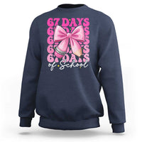 67 Days Of School Girls Coquette Bow Sweatshirt Funny Six Seven Meme 67th Day - Wonder Print Shop