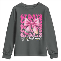 67 Days Of School Girls Coquette Bow Youth Sweatshirt Funny Six Seven Meme 67th Day - Wonder Print Shop