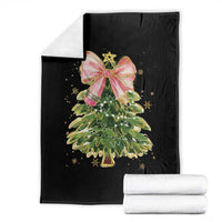 Coquette Bow Christmas Throw Blanket Cute Teacher Xmas Tree Pink - Wonder Print Shop