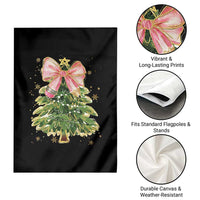 Coquette Bow Christmas Garden Flag Cute Teacher Xmas Tree Pink - Wonder Print Shop