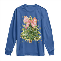 Coquette Bow Christmas Long Sleeve Shirt Cute Teacher Xmas Tree Pink - Wonder Print Shop