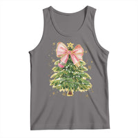 Coquette Bow Christmas Tank Top Cute Teacher Xmas Tree Pink - Wonder Print Shop