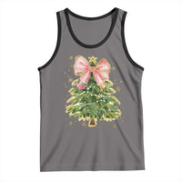 Coquette Bow Christmas Tank Top Cute Teacher Xmas Tree Pink - Wonder Print Shop