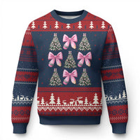 Coquette Bow Xmas Ugly Christmas Sweater Girly Xmas Tree Teacher Pencil Bow - Wonder Print Shop