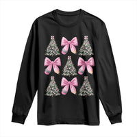 Coquette Bow Christmas Long Sleeve Shirt Girly Xmas Tree Teacher Pencil Bow - Wonder Print Shop