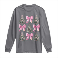 Coquette Bow Christmas Long Sleeve Shirt Girly Xmas Tree Teacher Pencil Bow - Wonder Print Shop