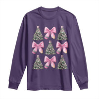 Coquette Bow Christmas Long Sleeve Shirt Girly Xmas Tree Teacher Pencil Bow - Wonder Print Shop