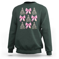 Coquette Bow Christmas Sweatshirt Girly Xmas Tree Teacher Pencil Bow - Wonder Print Shop