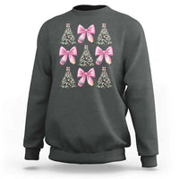 Coquette Bow Christmas Sweatshirt Girly Xmas Tree Teacher Pencil Bow - Wonder Print Shop