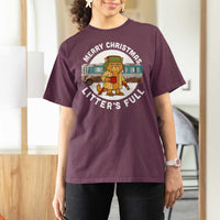 Merry Christmas Litters Full T Shirt For Women Funny Christmas Vacation Cat - Wonder Print Shop