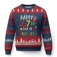 67 Days Of Kindergarten Ugly Christmas Sweater Happy 67th Day Of School Teachers Student Meme - Wonder Print Shop