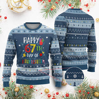 67 Days Of Kindergarten Hanukkah Ugly Sweater Happy 67th Day Of School Teachers Student Meme - Wonder Print Shop
