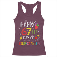 67 Days Of Kindergarten Racerback Tank Top Happy 67th Day Of School Teachers Student Meme - Wonder Print Shop