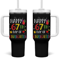 67 Days Of Kindergarten Tumbler With Handle Happy 67th Day Of School Teachers Student Meme - Wonder Print Shop