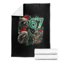 Funny Christmas 67 Meme Racoon Throw Blanket Howling at The Moon - Wonder Print Shop