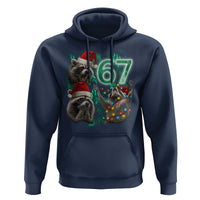 Funny Christmas 67 Meme Racoon Hoodie Howling at The Moon - Wonder Print Shop