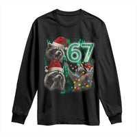 Funny Christmas 67 Meme Racoon Long Sleeve Shirt Howling at The Moon - Wonder Print Shop