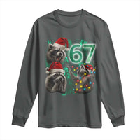 Funny Christmas 67 Meme Racoon Long Sleeve Shirt Howling at The Moon - Wonder Print Shop
