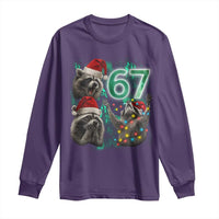 Funny Christmas 67 Meme Racoon Long Sleeve Shirt Howling at The Moon - Wonder Print Shop