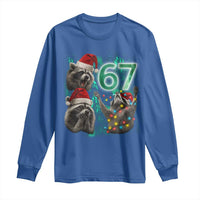 Funny Christmas 67 Meme Racoon Long Sleeve Shirt Howling at The Moon - Wonder Print Shop