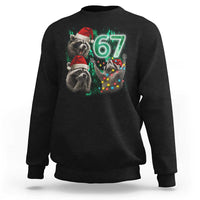 Funny Christmas 67 Meme Racoon Sweatshirt Howling at The Moon - Wonder Print Shop