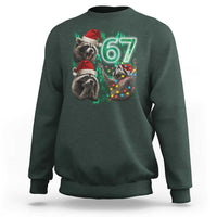 Funny Christmas 67 Meme Racoon Sweatshirt Howling at The Moon - Wonder Print Shop
