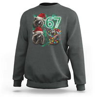 Funny Christmas 67 Meme Racoon Sweatshirt Howling at The Moon - Wonder Print Shop