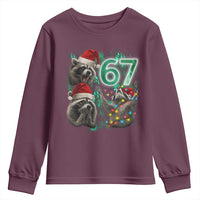 Funny Christmas 67 Meme Racoon Youth Sweatshirt Howling at The Moon - Wonder Print Shop