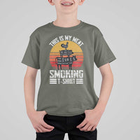 BBQ T Shirt For Kid Smoker Themed Retro Vintage My Meat Smoking - Wonder Print Shop