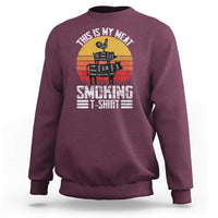 BBQ Sweatshirt Smoker Themed Retro Vintage My Meat Smoking - Wonder Print Shop