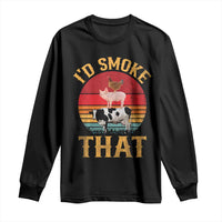 Funny BBQ Long Sleeve Shirt I'd Smoke That Barbecue Retro Grilling Gift
