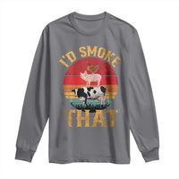 Funny BBQ Long Sleeve Shirt I'd Smoke That Barbecue Retro Grilling Gift