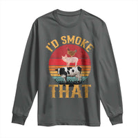 Funny BBQ Long Sleeve Shirt I'd Smoke That Barbecue Retro Grilling Gift