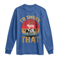 Funny BBQ Long Sleeve Shirt I'd Smoke That Barbecue Retro Grilling Gift