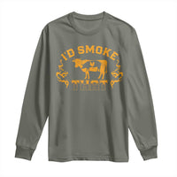 Funny BBQ Long Sleeve Shirt I'd Smoke That Chef Butcher Cook BBQ