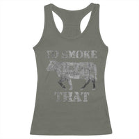 Funny BBQ Racerback Tank Top Chef Butcher Cook BBQ I'd Smoke That Cow Beef