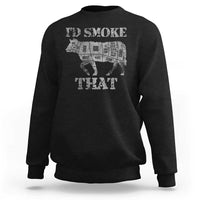 Funny BBQ Sweatshirt Chef Butcher Cook BBQ I'd Smoke That Cow Beef - Wonder Print Shop