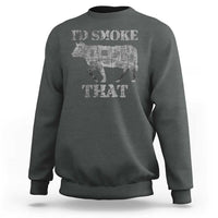 Funny BBQ Sweatshirt Chef Butcher Cook BBQ I'd Smoke That Cow Beef - Wonder Print Shop